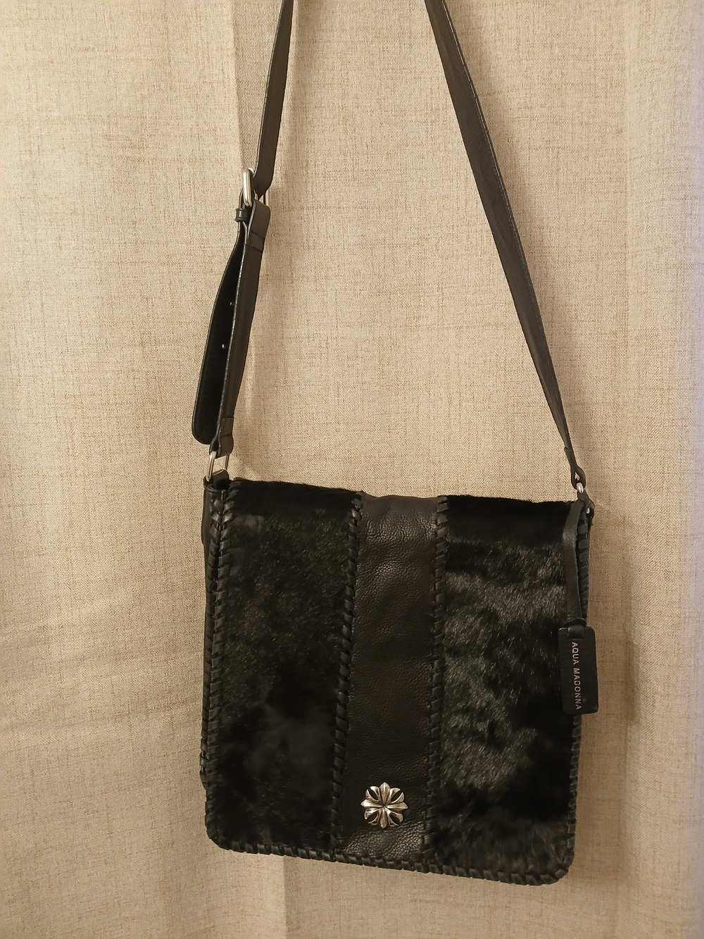 Aqua Madonna Black Crossbody Shoulder Bag